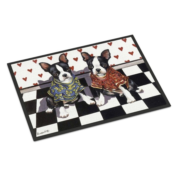 Carolines Treasures 24 x 36 in. Boston Terrier Puppy Love Indoor or Outdoor Mat CA73884 - main